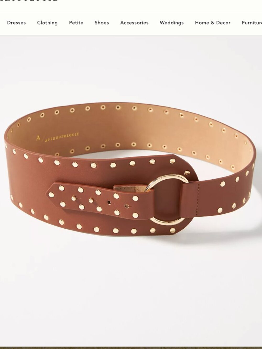 Anthropologie Hensler Brown Studded Waist Belt sz XL